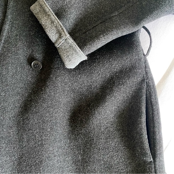 Uniqlo Double Face Collarless Grey Wool Coat - Picture 7 of 9